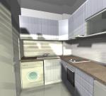 Кухня с лилави врати за големи апартаменти